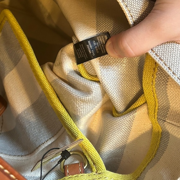 NWT Austin Shopper Gray Stripe Women’s Tote Shoulder Bag Cow Hide Leather Brass - Picture 11 of 12